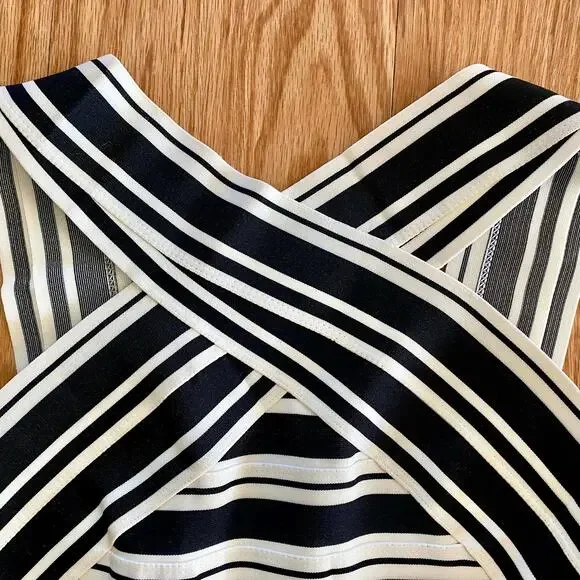 Anthropologie Maeve Black White Crosswise Stripe Fit & Flare Mini Dress Womens 6 - Picture 5 of 15